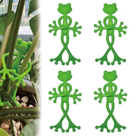 DYULJS 4 pcs Frog Plant Stand, Green Frog Plant Stand for Potted Plants, Cute Frog Flower Pot Hugger Plant Climbing Fixture Clips Perfect for Indoor Outdoor Garden Decoration and Gifts