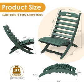 IVY&LANE Portable Xavier-Chairs Set of 2 | Folding-Adirondack-Chair | Wave | HDPE Plastic | Limited Edition | Forest Green | All-Weather Resistant | for Outdoor Fire-Pit Patio Lawn Beach Poolside