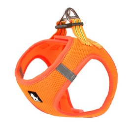 TRUE LOVE Dog Harness Soft Air Mesh Adjustable Reflective Pet Vest for Small and Medium Breeds, Large, Orange