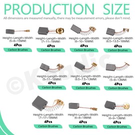 Keadic 40Pcs 10 Sizes Electric Motor Carbon Brushes Replacement Assortment Set, Power Tool Motor Brush for Grinder & Electric Motors
