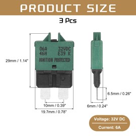 DMiotech 3 Pack Manual Mini Reset Fuse, 32V DC 6A ATC/ATO Auto Circuit Breaker Reset Fuses Low Profile Blade Fuses for Car Truck SUV Marine Boat Motorcycle, Dark Green