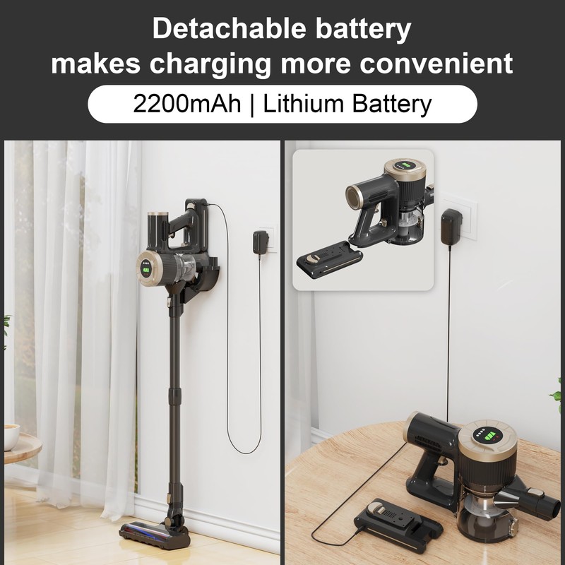 BUTY BULU Cordless Stick Vacuum Cleaner, 30KPa Handheld 2200mAh Rechargeable