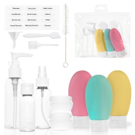 MyGadget Travel Set [Pack of 14] - Travel Bottles | Cream Jars for Filling - Bottles & Cream Jars for Cosmetics - Liquid Travel Container for Aeroplane, Travel Set
