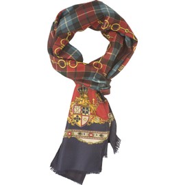 Fine men's scarf with extravagant pattern, light quality, vintage patterns, slim scarf - made in Italy, Checked Red