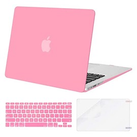 MOSISO Compatible with MacBook Air 13 inch Case (Models: A1369 & A1466, Older Version 2010-2017 Release), Protective Plastic Hard Shell Case & Keyboard Cover & Screen Protector, Pink