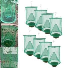 8 pcs Reusable Insect Killer Net Cage Trap Ranch Pest Hanging Catcher Green