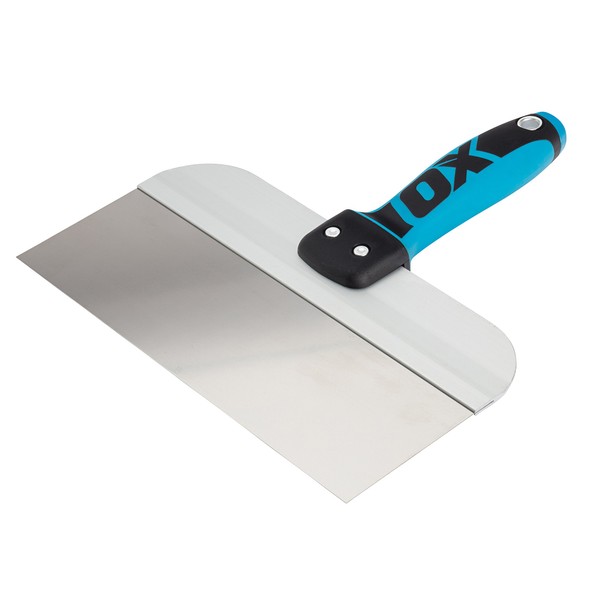 OX PRO Series Taping Knife - Stainless Steel Drywall Filling Knife with Dura Grip Soft Handle - Flexible Plastering Spatula - Spackle Tool 10 inch/250mm
