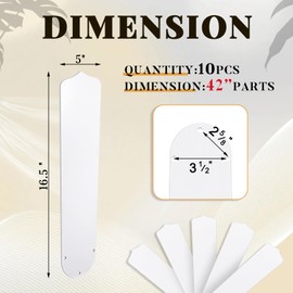 Lineshading 16 1/2'' Fan Blades for 42" Ceiling Fan Replacement Blades Waterproof Weatherproof Fan Blades Replacement for Broken Blade Substitution Replacing Indoor Outdoor Summer(White, 10 Pcs)