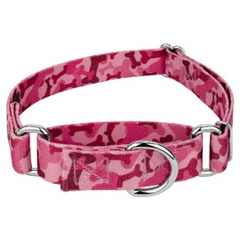 Country Brook Petz - Pink Bone Camo Martingale Dog Collar - Camouflage Collection Featuring Rugged Designs (1 Inch, Medium)
