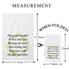 PLITI Irish Blessing Gift May Your Troubles Be Less and Your Blessings Be More Kitchen Towel Housewarming Gift (Troubles Be Less TWU)