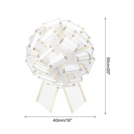 MECCANIXITY 16 Inch Giant Large Pull Bow Big Metallic Car Bows Ribbon with Gold Edge for Wedding Presents Gift Wrapping Christmas, White