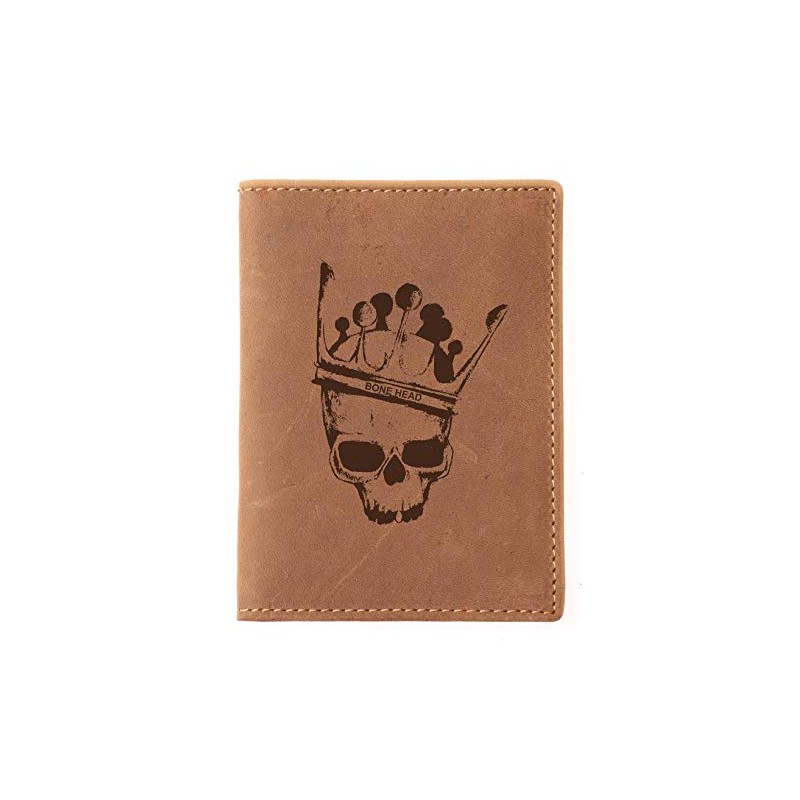 Greenburry Vintage Bone Head BH02 Leather ID Card Holder Brown,
