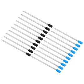 PATIKIL 0.6mm Ballpoint Pen Refill, Pack of 20 Ballpoint Pen Refills Medium Tip Metal Compatible Replaceable Replacement for Office Black Blue Ink