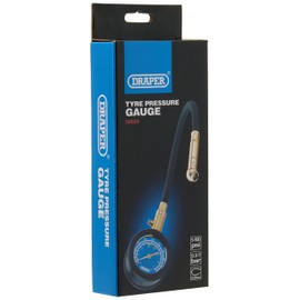 Draper Tyre Pressure Gauge with Flexible Hose | Handheld Dual Reading Gauge | Car Tyre Pressure Gauge | 69924, Blue
