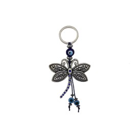LUCKBOOSTIUM Dragonfly and Evil Eye Keychain Ring - Sign of Good Luck, Blessing and Prosperity - Home Keys, Purse & Bags Decorative Things & Accessories - Car Ornaments for Rear View Mirror