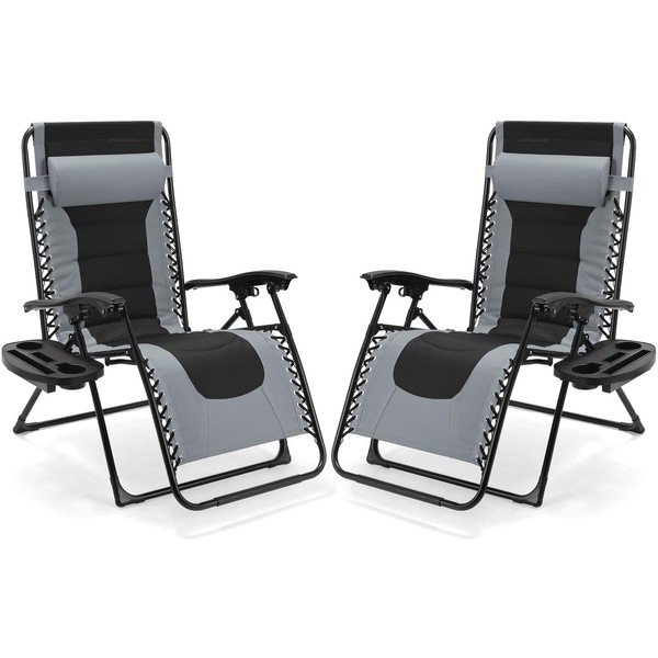 TLSUNNY Oversized Padded Zero Gravity Chair Set of 2, Folding