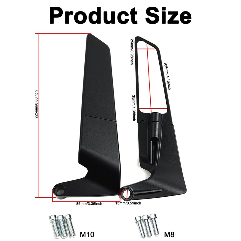 Motorcycle Rear View Mirrors Set 360° Adjustable Rotating Stealth Wind