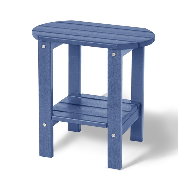 Outdoor Side Table, HDPE Adirondack Oval Side Table with 2-Tier