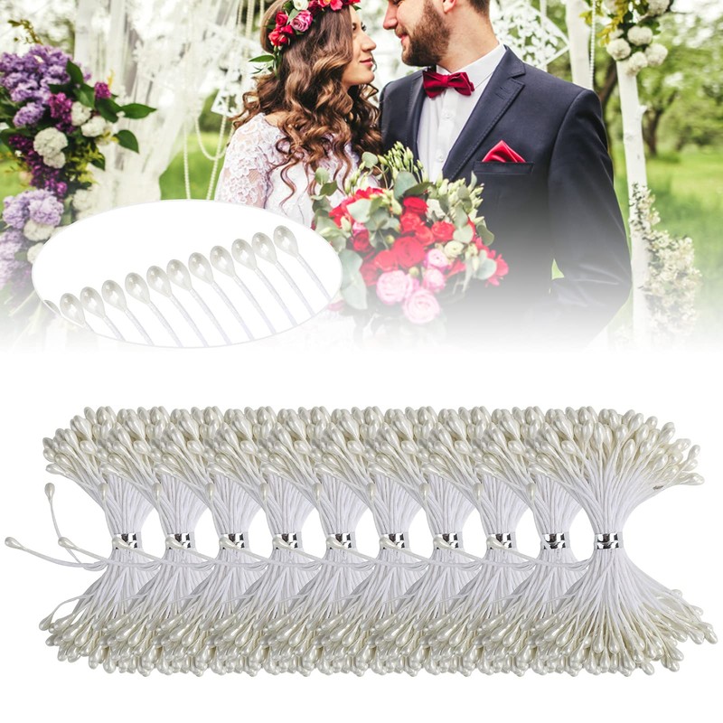 QANYEGN 900Pcs Flower Stamen, Double Heads Artificial Pearl Flower Stamen,