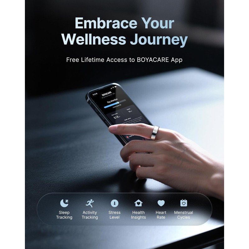 BOYACARE Smart Ring for Women/Men, Fitness Tracker Ring with Call