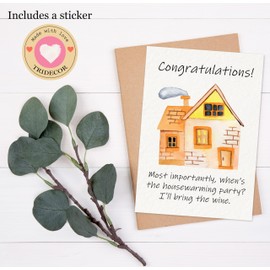 TRIDECOR Housewarming Card, House Warming Card, Funny New Home Card from Neighborhood, Congratulations On Your New Home - 5"x7" Folded Card with Envelope and Sticker to Seal