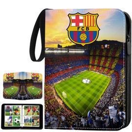 Trading Card Album Football 4 Compartments Football Cards Scrapbook with Zip Carry Handle 50 Pages for 400 Cards (D)