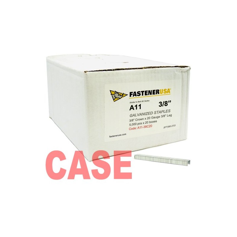 3/8" Leg x 20GA Galvanized A11/T50 Staples 100M Case