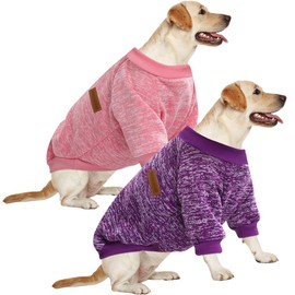 HuaLiSiJi 5XL Dog Hoodies for Labrador Large Dog Jumper Large Dog Sweater, Fleece Inside, Soft Cozy, Colour Vibrant Easy to Take On and Off (Pink+Purple, 5XL)