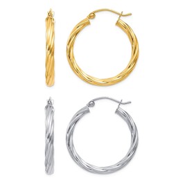 Gold/Silver Hoop Earrings For Women Set,14k Gold Plated Twisted Hoop Earings Trendy,30mm Big/Large Dangle Twist Hoops Pack,Dainty Jewelry Gift.(A3 30mm twisted hoops set)