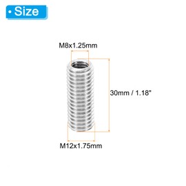PATIKIL Thread Adapters Sleeve Reducing Nut, 6 Pcs M12x M8x30mm Male to Female Repair Insert Nut Screw Reducer Conversion Stainless Steel Fastener, Silver Tone