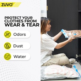 Zuvo Large Vacuum Storage Bags with Pump (Pack of 5) – Heavy-Duty Space Saver for Clothes, Bedding & Travel – Durable, Reusable & Airtight Compression Bags