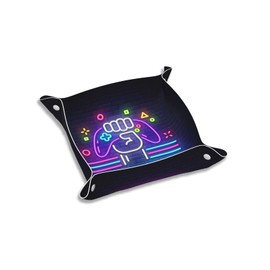 GACCAP Valet Tray for Men Husband Boyfriend Boys – Catchall Bedside Vanity Tray, Nightstand Caddy Leather Holder for Keys, Phone, Wallet, Coins, Trinkets & Jewelry Gamer Play Win Game 009