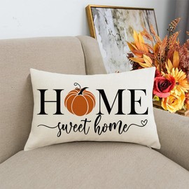 RABUSOFA Fall Decor Pillow Covers 12x20 Inch, Pumpkin Autumn Decorations Throw Pillow Covers,Home Sweet Home Thanksgiving Harvest Farmhouse Cushion Case for Home Sofa Couch Orange(33-12)