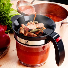 Oil Separator | 4-Cup Oil Fat Separator | Fat Separator with Strainer | Gravy Separator, Measuring Cup with Bottom Drain, Degreasing Cup