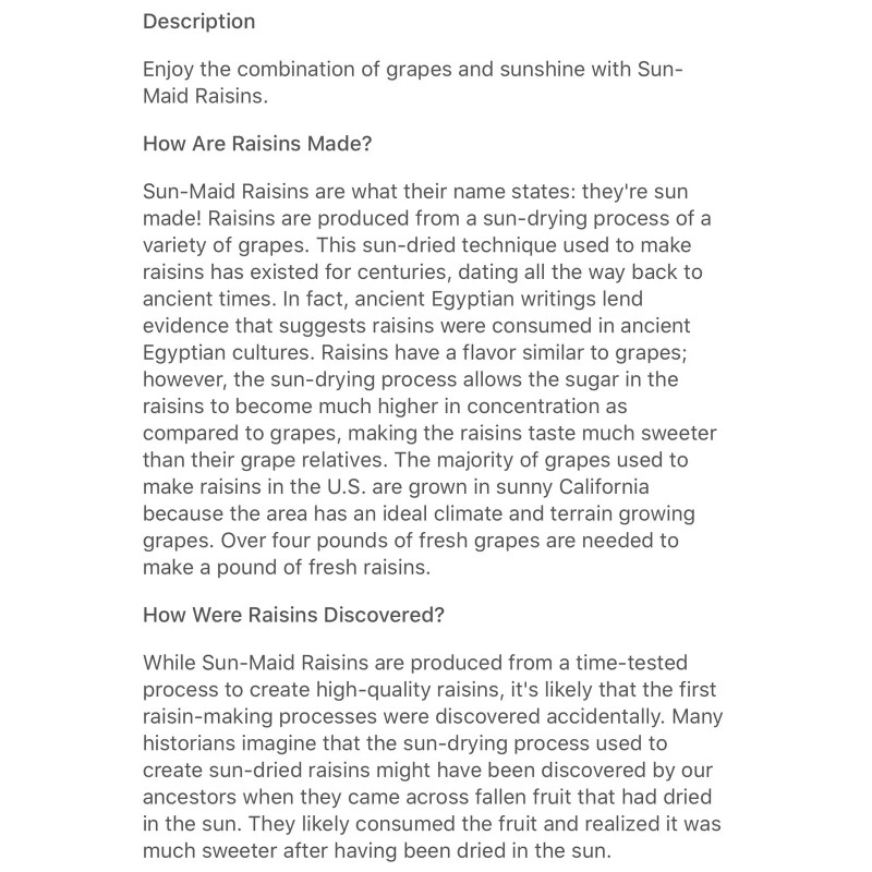Sun-Maid California Sun-Dried Raisins **60 oz. 100% Natural Sweet**
