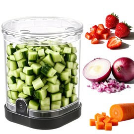 Hendiy Vegetable Chopper, Fruit Slicer Cup Food Dicer Vegetable Cutter Food Chopper with Container Manual Veggie Dicer, Detachable Fruit Cutter Slicer