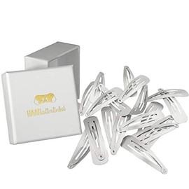Haarallerliebst Regular Length Hair Clips for Kids & Women - Pack of 20 in Silver Shimmer (5 cm) with White Storage Box - Ideal for Normal Hair