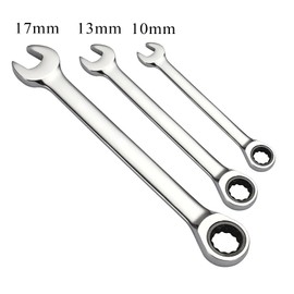 POWERTOOL Ratchet Spanner Open End & Ring Spanner Double Flat Head Gear Combination Wrench Metric (10MM)