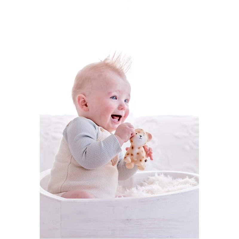 Tikiri Leopard Rubber Teether Rattle & Bath Toy