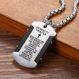 Cupimatch Cross Necklace with Bible Engraving Men's Necklace Prayer Stainless Steel Jewellery 61 cm Gold, Stainless steel