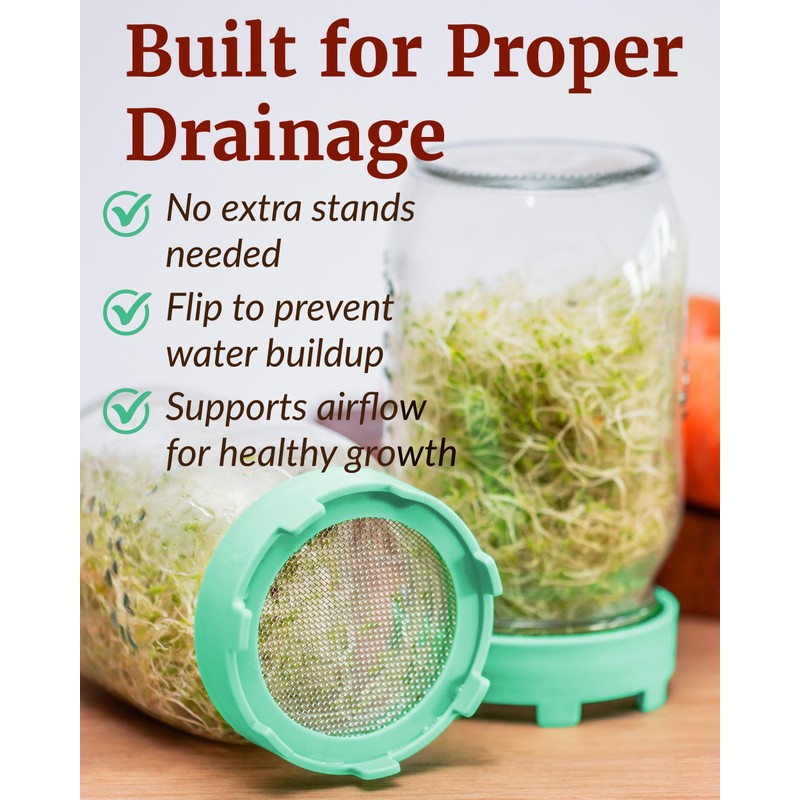 Elementi Sprouts Growing Kit for Wide Mouth Mason Jars, Set