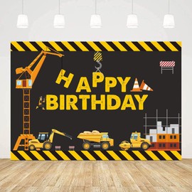 Bymivofun Excavator Birthday Background, Excavator Birthday Background, Kids Happy Birthday Party Background, Vinyl Professional Photography Wall Background (5 x 3 Feet)