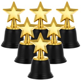 jojofuny Pack of 6 Star Trophy Awards Mini Star Trophy Awards Bulk Star Gold Award Trophies for Children's Classroom School Reward Sports Tournament Prize