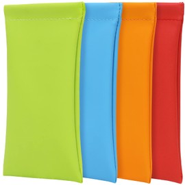 Glasses Case Squeeze Top Sunglasses Sleeve Pouch Leather Case Soft Slip in Eyeglasses Holder (4 Pack)