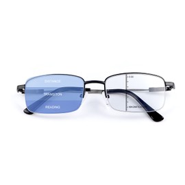 MIRYEA Photochromic Progressive Multifocus Reading Sunglasses UV400 Protection Multifocal Trifocal Transition Anti UV l Top Clear Sun Readers Blue Light Blocking Computer Glasses for Women Men Eyewear