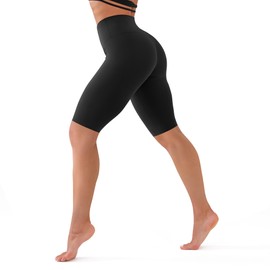 CHARMKING High Waisted Biker Shorts for Women - 5"/8" Tummy Control, Ultra-Comfort for Workouts, Yoga & Daily Wear (8", Black, Small-Medium)