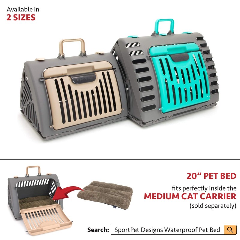 SportPet Designs Foldable Travel Cat Carrier - Front Door Plastic