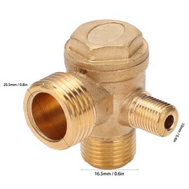 Check Valve, Brass 1-Way 1/2x3/8x10 Thread Connection Air Compressor Check Valve Replacement Parts Hose Connector Prevents Water Backflow