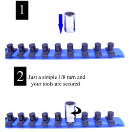MLTOOLS Socket Organizer - 45 Pieces Universal Twist-Lock Clips to Fit 1/4", 3/8", 1/2" Socket Driver - Includes 1 Tray, 3 Rails with 15 Clips Each, Labels - Tool Box Accessories Made In USA - Red
