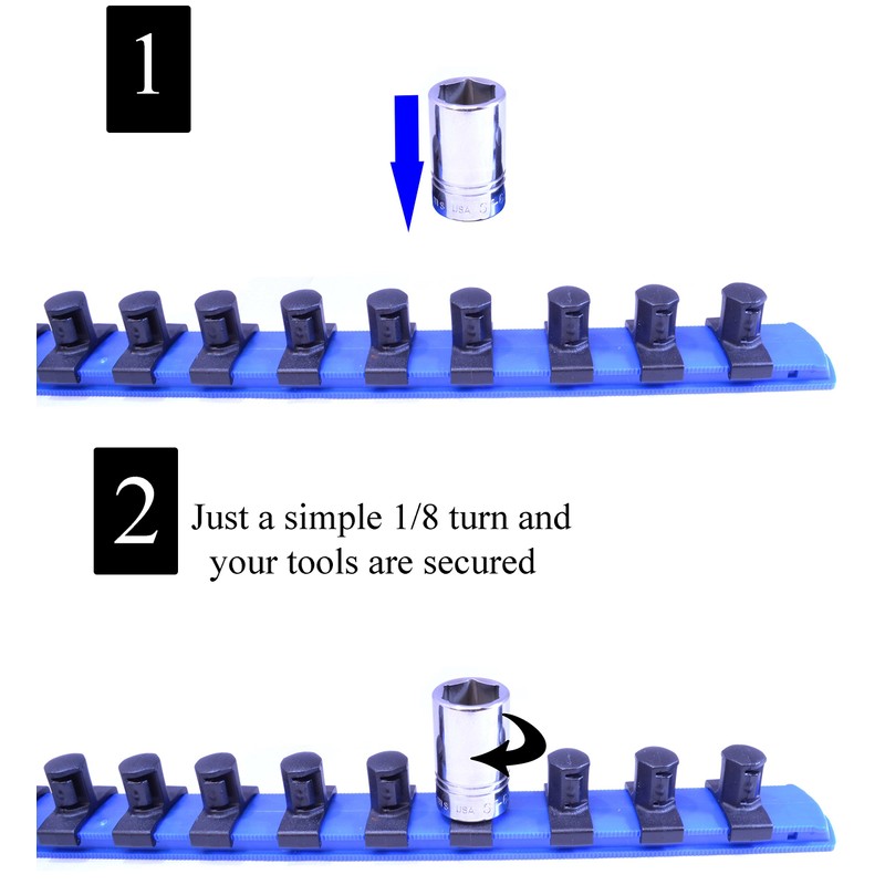 MLTOOLS Socket Organizer - 45 Pieces Universal Twist-Lock Clips to